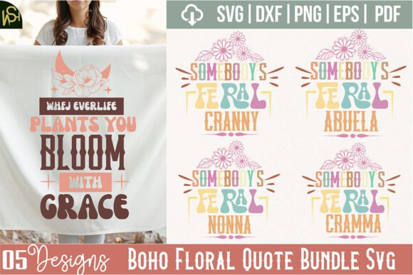 Boho Floral Quote Bundle SVG: Graphics for Crafts-Driven Branding