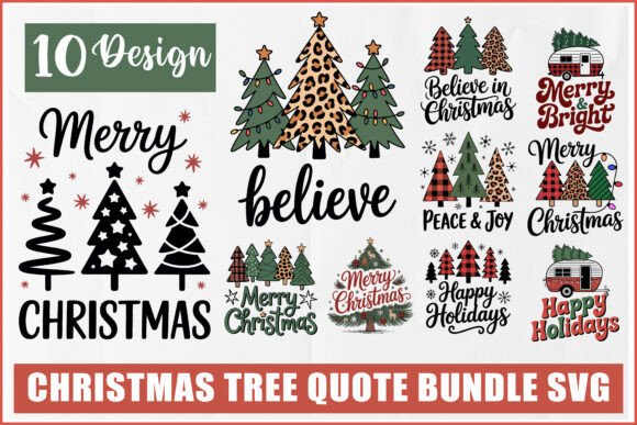 Christmas Tree Quote Bundle SVG: Graphics for Crafts