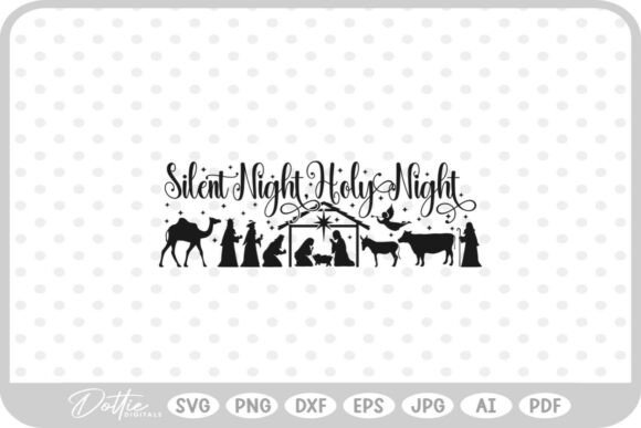 Silent Night Quote Nativity Graphics for Crafts